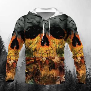 Herenhoodies Halloween-kostuum 3D-geprint pompoenlantaarnpatroon voor mannen en vrouwen Straatzweetshirt Oversize trui Y2k Hoody