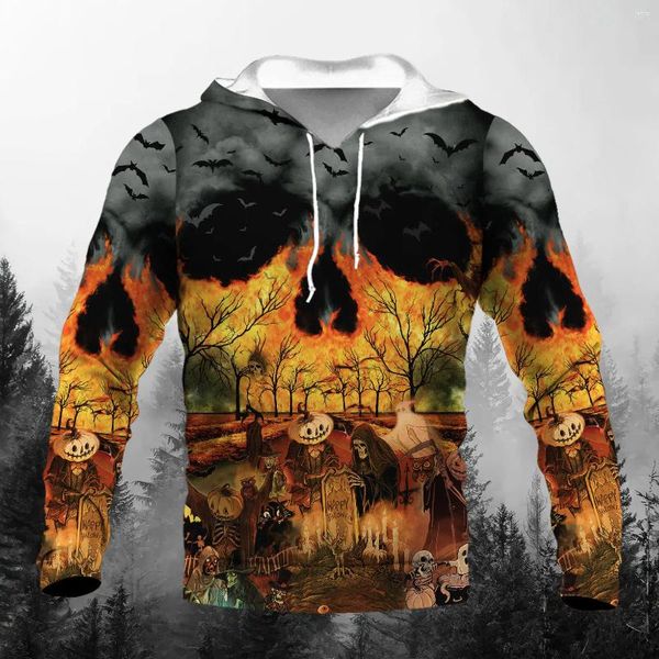 Sweats à capuche pour hommes Costume d'Halloween Motif de lanterne de citrouille imprimé en 3D pour hommes et femmes Sweat-shirt de rue Pull surdimensionné Y2k Sweat à capuche