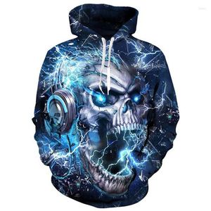 Hoods Hoodies Halloween Heren Fashion Hoodie Skull 3D Digitale druk Street Punk Casual Retro Mens Hip-Hop Sports Sweatshirt Plus Maat