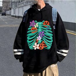 Sudaderas con capucha para hombre, estampado de esqueleto y calavera de Halloween, Harajuku Y2k, sudaderas de gran tamaño, ropa informal estilo Hip Hop, Tops góticos Grunge con capucha para hombre y mujer