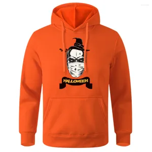 Sweats à capuche pour hommes Halloween Sorcière Chapeau Crâne Avec Masque Hommes Sweat À Capuche Lâche Surdimensionné Respirant Chaud À Capuche Shirtstreet Mode Sport Survêtement