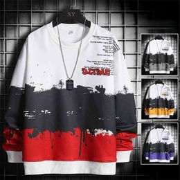 Sudaderas con capucha para hombre Harajuku moda Hip-Hop estilo Streetwear hombres sudaderas Casual moda suelta Top cuello redondo ropa masculina 210813