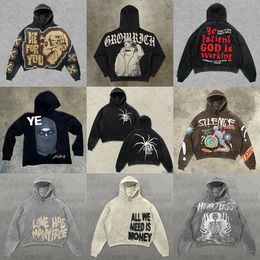 Heren Hoodies Harajuku Fashion Vintage Schedelprint Gothic Sweatshirts Y2k Paar Streetwear Hoodie