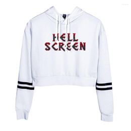 Sweats à capuche pour hommes Hellscreen 2D Print Umbilical Hooded Sweater Femmes Sexy K-pops Harajuku