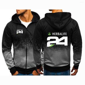 Sweats à capuche pour hommes Herbalife 24 Logo 2023 imprimer personnalisé confortable décontracté couleur dégradé sweats homme veste fermeture éclair vêtements