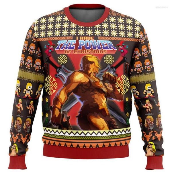 Sudaderas con capucha para hombre HEYYEYA HE-MAN suéter feo de Navidad regalo jersey de Papá Noel sudadera 3D para hombre y Top Otoño Invierno Cl