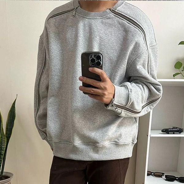 Sweats à capuche pour hommes de haute qualité Sweatshirts pour hommes Hip Hop Sport Pull Streetwear Hipster Y2K Gris Hiver Étudiant Vêtements