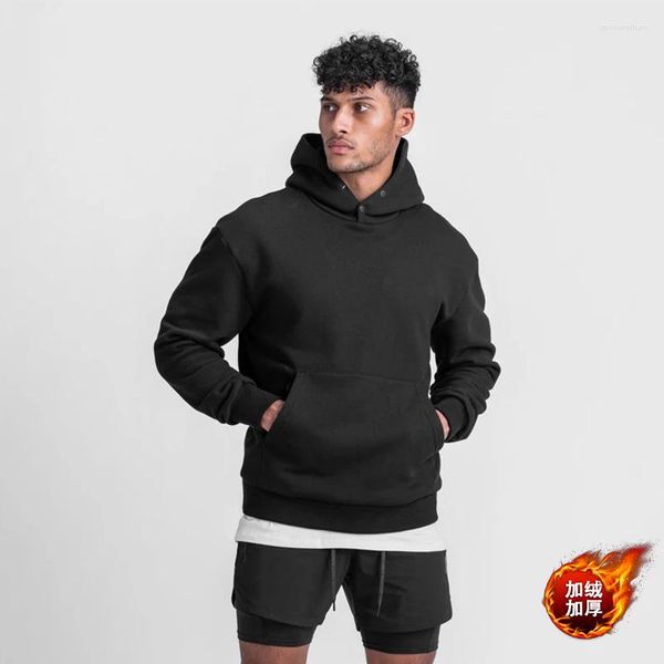 Hommes Hoodies Haute Qualité Hommes Coton Exercice Chandails De Luxe Casual En Peluche Et Épaissir Chaud À Capuche Pull Sportswear Hiver