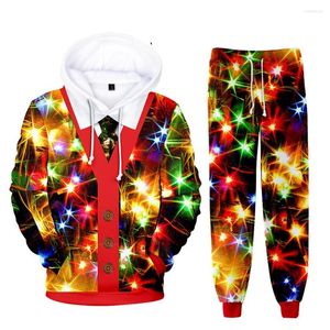 Heren Hoodies Hip Hop Grappig Kerstmis 3D Gedrukte sweatshirt Zittersbroeken Pak Fashion Trousers 2 -delige set Boys/Girls Deskled