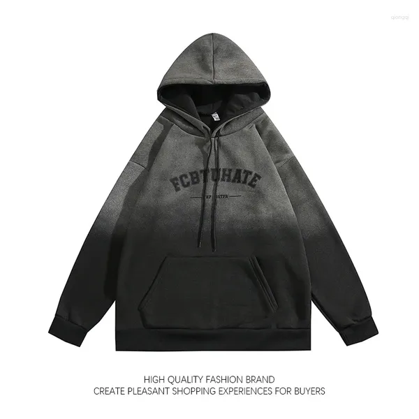 Sweats à capuche pour hommes Hip Hop dégradé polaire à capuche jeunesse américaine High Street lâche haut décontracté homme femme Techwear lettre noire foncée imprimée