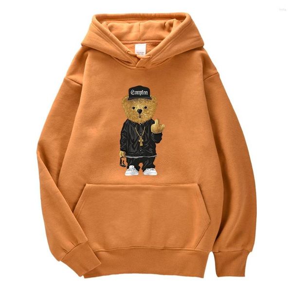 Sweats à capuche pour hommes Hip Hop Rap Trend Teddy Bear Sweat à capuche imprimé pour hommes Streetwear Loose Top Fashion Shoulder Drop Tops Graphic Couple Sweatshirts