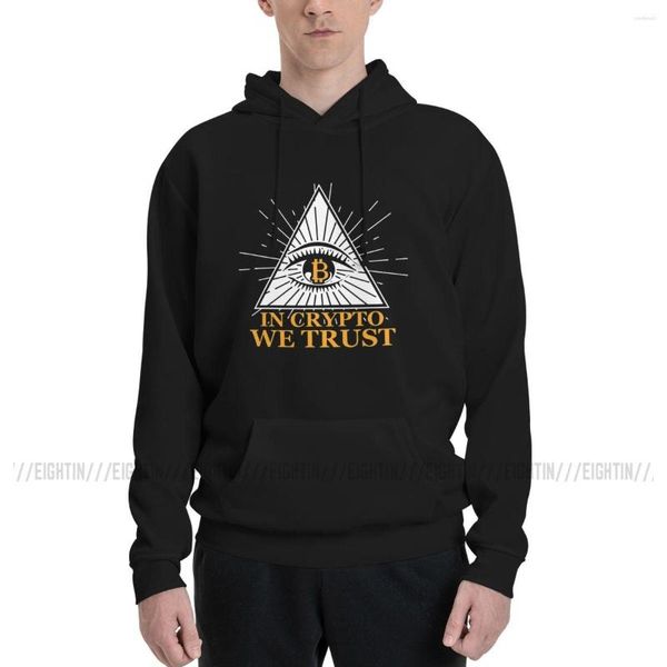 Sweats à capuche pour hommes Hipster Couple Sweat-shirt en molleton fin Man In Crypto We Trust Chemise à capuche en coton imprimé