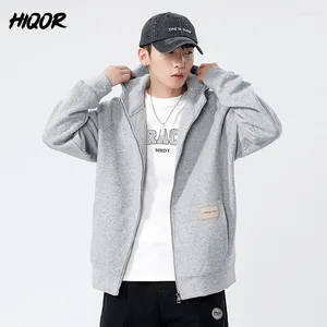 Heren Hoodies HIQOR Capuchon Shirt Herfst Effen Zip Up Mode Eenvoudige Japanse Y2k Sweatshirt Mannen Klassieke Vest Voor