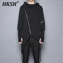 Heren Hoodies HKSH Gothic Darkwear Capuchon Rits Gesplitst Sweatshirt Tide High Street Herfst Chic Losse Hoodie Stijlvol Techwear HK0376