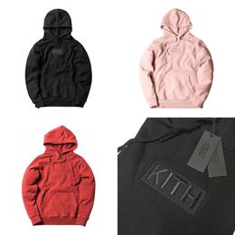 Heren Hoodies Hoge Kwaliteit Dikke Kith Box Hoodie Mannen Damesmobroidery Zwart Rood Roze Sweatshirts Toevallige Losse Trui 0811