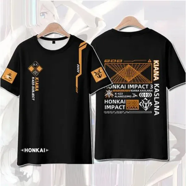 Hoodies masculins Honkai Impact 3 Kiana Kaslana 3d T-shirt Femmes hommes Mode Summer Souche courte Tshirt Tshirt Tees Streetwear Cosplay