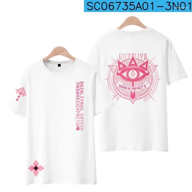 Hoodies masculins Honkai Impact 3 Rozaliya Olenyeva 3D T-shirt T-shirt Summer Round couche Coure à manches courtes Streetwear plus taille