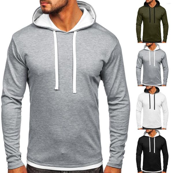 Sweat à capuche pour hommes, couleur unie, manches longues, col rond, cordon de serrage, pantoufles de sport, bout ouvert