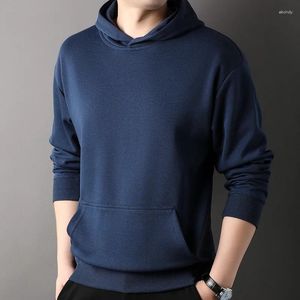 Sweats à capuche pour hommes Sweat-shirt décontracté à capuche Couleur unie Printemps Automne All-Match Heavyweight Hauts à manches longues Mode Lâche Simple Pull masculin