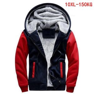 Sweat à capuche homme grande taille 7XL 8XL 9XL 10XL manches longues polaire fermeture éclair automne hiver bleu rouge Colorblock veste