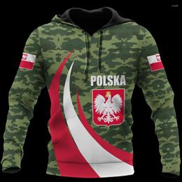 Sweat à capuche masculin Hoodie 2023 Pull à maison décontractée Fashion 3D Prime de drapeau polonais Pullover Personnalized Street Surdimension