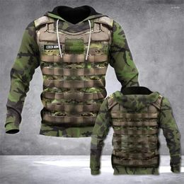 Sweat à capuche masculin Sweat à capuche 3d Print Army Camouflage Hoodis for Men Soldat décontracté uniforme surdimension