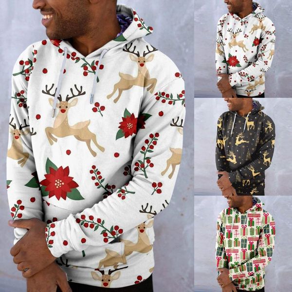 Sudaderas con capucha para hombre Sudadera con capucha para hombre y mujer Pareja con estampado navideño Sudadera con capucha de manga larga Jersey con capucha Zapatillas de casa borrosas