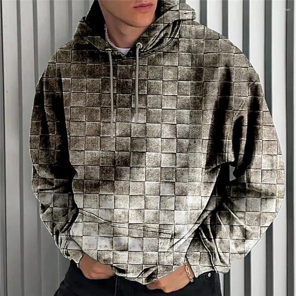 Sudaderas con capucha para hombre, Sudadera con capucha con estampado a cuadros, Top con capucha a la moda, sudadera de manga larga para otoño, ropa de calle Unisex de gran tamaño Kid100-6XL