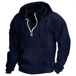 Sweats à capuche pour hommes Sweat à capuche Quarter Zip À capuche Plain Sports Plein air Quotidien Vacances Streetwear Hommes Up Léger