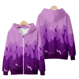 Hoods Hoodies Hoodie Zipper Flame Purple en Red 3D Gedrukte Coole Coat For Women Street Wear Kawaii Kids Top