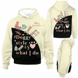 Heren Hoodies HX Dog Groomer Retro Doggy Style is wat ik doe 3d geprinte hoodie sweatshirts casual mannen vrouwen kleding drop