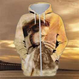 Hoodies masculins HX Fashion Jesus Chow Zip 3D Graphic Animal Dog Pullover Tops Tops Pulls Pillurs Casual Sportswear