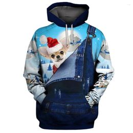 Heren Hoodies HX Grafische Overalls Heren Kerst Chihuahua Kleding 3D Print Casual Hoodie Unisex Harajuku Sweatshirts