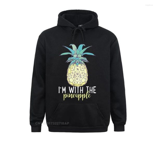 Sweats à capuche pour hommes I'm With The Pineapple Funny Halloween Costume Matching Hooded Pullover Design For Men Discount Crazy
