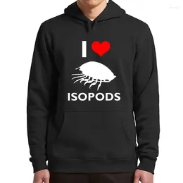 Sweats à capuche masculins I Love Isopod Isopodes Amours animaux Sweet-shirts à capuche Unisexe Pullume décontracté doux pour les hommes femmes