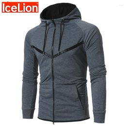 Heren Hoodies Icelion 2023 Zipper Cardigan Men Hooded Sweatshirts Spring Fashion Sportswear Slim Fit tracksuit jas