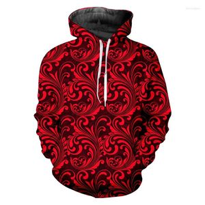 Sweat à capuche masculine ifpd eu size 3d Red Red Floral Imprimé Sweatshirts Paisley Match Men Men Automne Loose Pullover Sportswear Plus