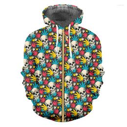 Heren Hoodies IFPD EU Maat 3D Rits Schedel Sweatshirt Mannen Anime Kleurrijke Print Casual Hip Hop Trui Drop Ship