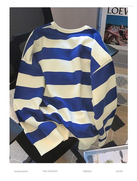 Sudaderas con capucha para hombres en pareja suéter para hombres otoño azul y blanco raya camisa de fondo suelta harajuku vintage jersey streetwear ropa