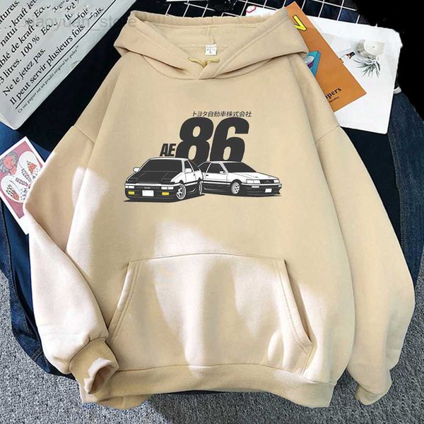 Sweats à capuche pour hommes Initial D AE86 JDM Hoodies Japanese Car Fashion Letter Print Hoodie Hommes Femmes Streetwear Hip Hop Loose Anime Hoody HKD230704