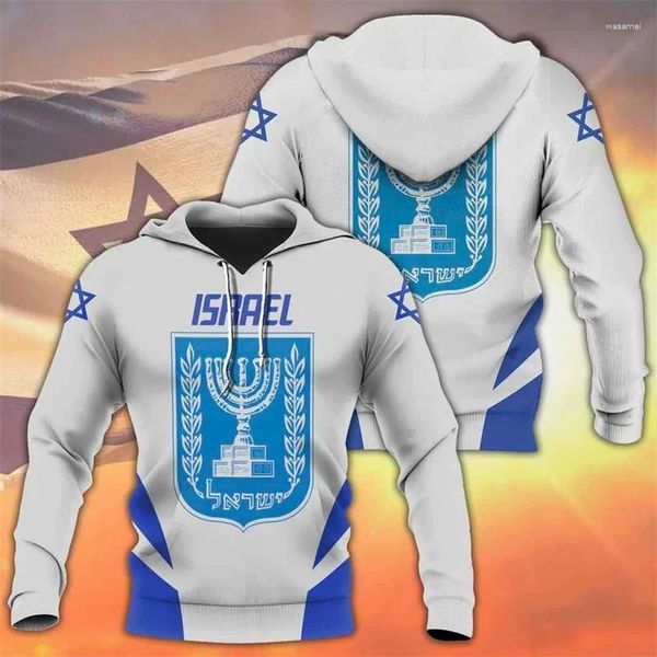 Sweat à capuche masculine Israël National Emblem Flag 3d imprimer mode israélien Hip Hop Boys Kids Sweatshirt Hothirt masculin