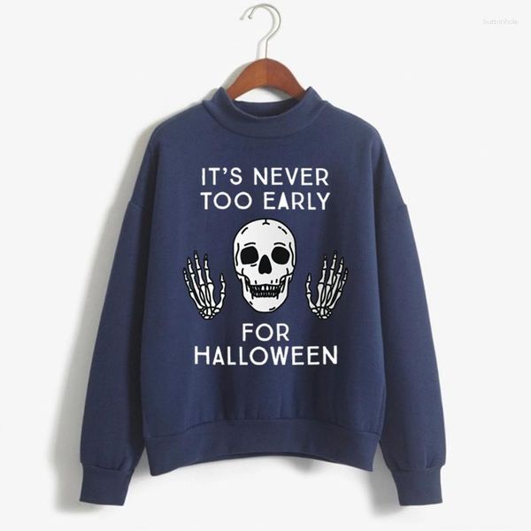 Sudaderas con capucha para hombre Nunca es demasiado temprano para los jerseys de Halloween Esqueleto gótico Streetwear Y2k Top Harajuku Chándal Hombres Sudadera de gran tamaño