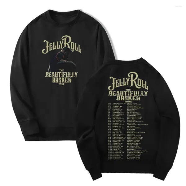 Sudaderas con capucha para hombre Jelly Roll Merch The Beautifully Broken Tour 2024 Cuello redondo Manga larga Ropa de calle Mujeres Hombres Sudadera Ropa de hip hop