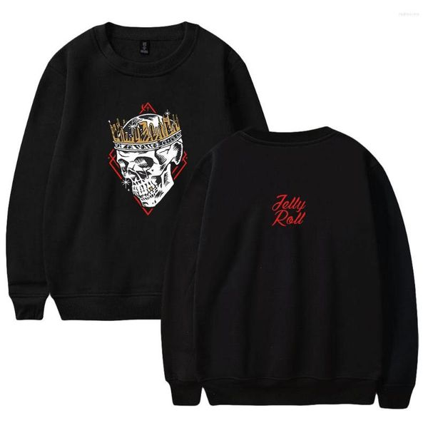 Hoodies masculins Jelly Roll Skull King merch Merch Unisexe Crewneck Long Sweethirt Men Sweat Harajuku Streetwear 2023 Hip Hop Vêtements