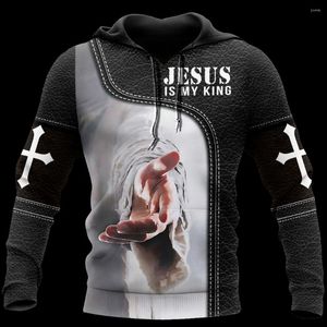 Sweats à capuche pour hommes Jesus Is My King Sweat à capuche décontracté Printemps Unisexe Impression 3D Sublimation Zipper Pull Harajuku Mode Hommes / Femmes Sweat