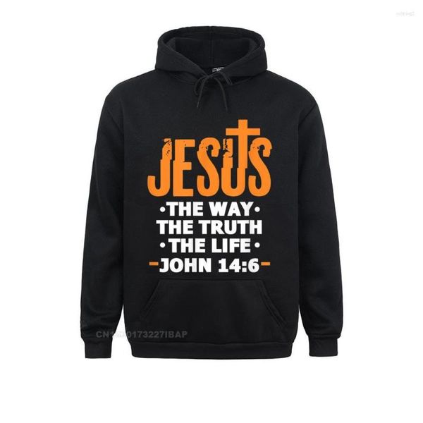 Sweats à capuche pour hommes Jésus The Way Truth Life John 14 6 Christian Bible Verset Vêtements à capuche Automne Faddish Personnalisé Femmes Angleterre Style