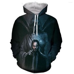 Heren Hoodies John Wick grappige mode lange mouwen 3D -print rits/hoodies/sweatshirts/jas/mannen/vrouwen tops drop