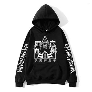 Sudaderas con capucha para hombre Jujutsu Kaisen Ryomen Sukuna Sudadera Hombre Harajuku Fleece Hoody Bolsillos de primavera Ropa informal con capucha Suéteres con estampado de anime