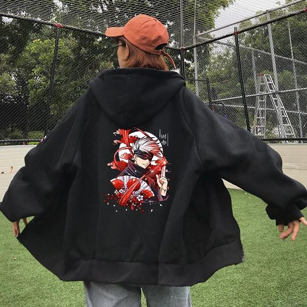 Sweat à capuche pour hommes, Jujutsu Kaisen Satoru Gojo Manga graphique, fermeture éclair, Hip Hop imprimé, Harajuku, veste à fermeture éclair