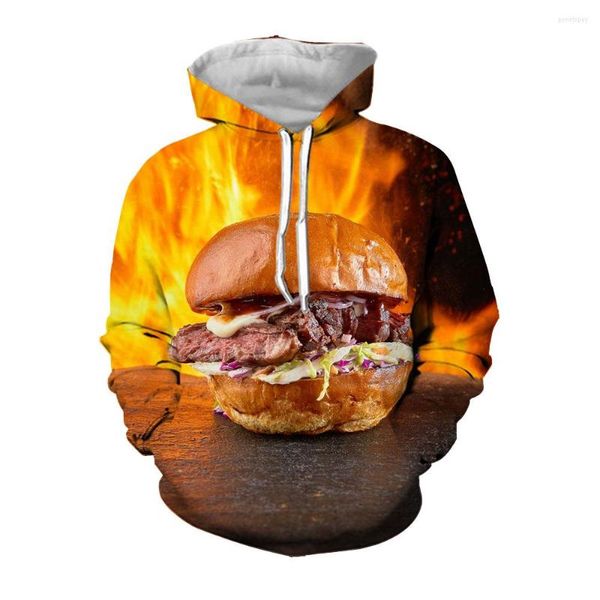 Sudaderas con capucha Jumeast para hombre, estampado de hamburguesa en 3D, barbacoa de ternera para la vida, ropa de calle con estampado gráfico, ropa divertida Harajuku a la moda Grunge Y2K